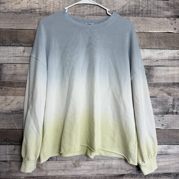 Rails Reeves Blue Mint Dip Dye Sweatshirt Size Medium Womens Ombre Gradient - Picture 1 of 10